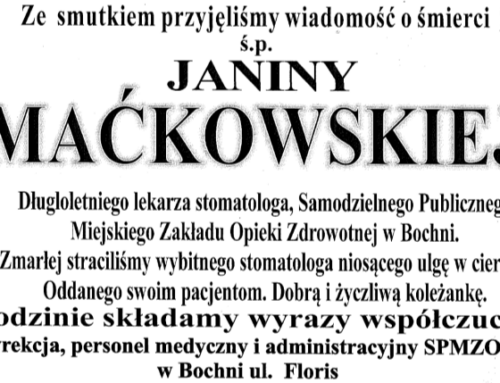 ś.p. lek. stom. Janina Maćkowska